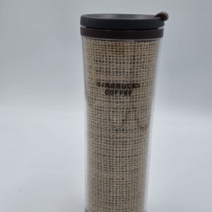 Starbucks Coffee Tumbler with Brown Burlap Design